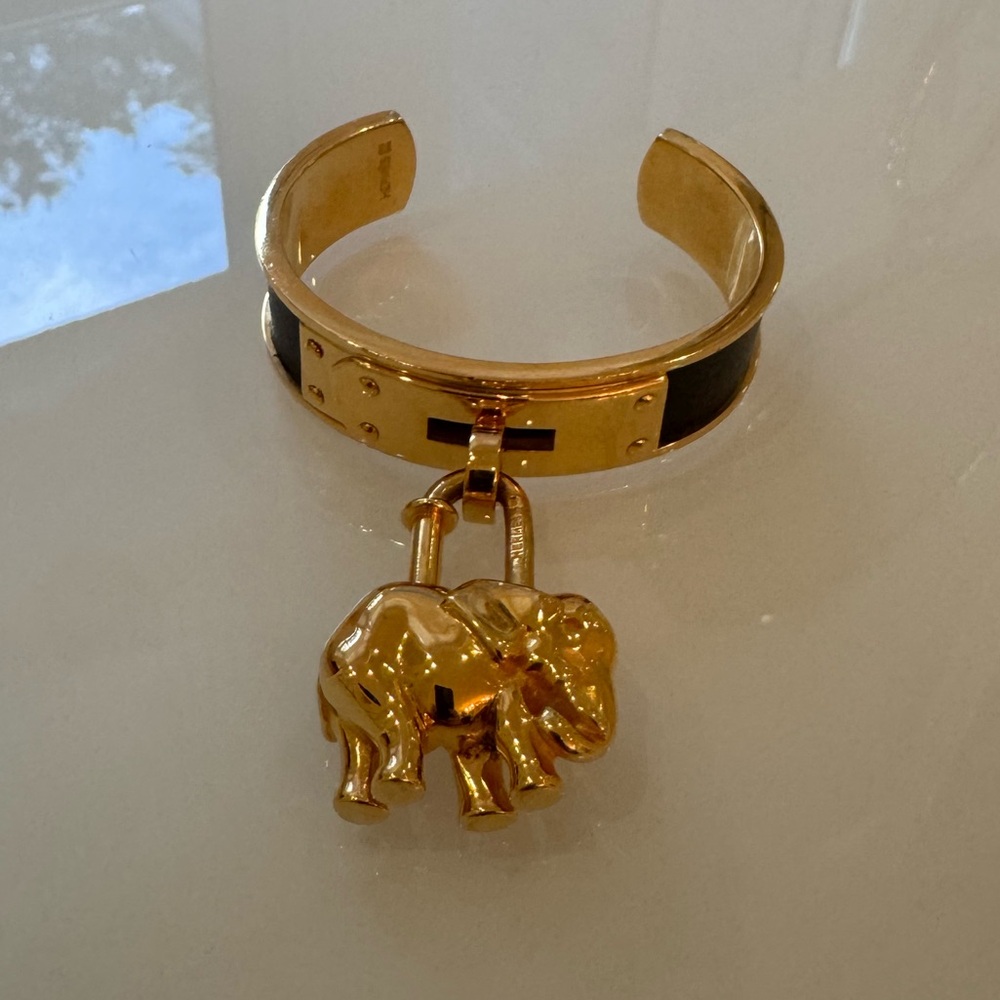 Hermes Gold Elephant Charm Bracelet